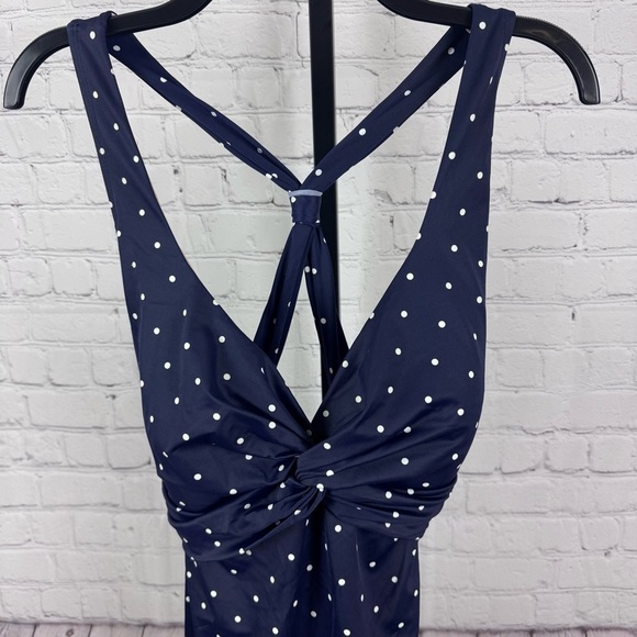 LL Bean Navy and White Polka Dot Swim Dress Size 18 Long - Picture 2 of 6